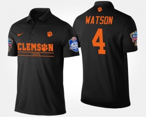 Deshaun Watson Clemson Bowl Game Atlantic Coast Conference Sugar Bowl Name and Number #4 Men Polo - Black 901671-407