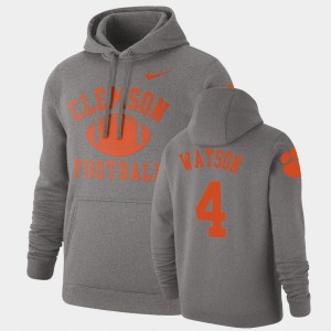 Deshaun Watson Tigers Mens Pullover Retro Football #4 Hoodie - Heathered Gray 255750-775