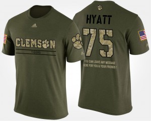 Mitch Hyatt Clemson University Mens Military Short Sleeve With Message #75 T-Shirt - Camo 821006-244