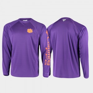 Clemson Tigers Omni-Shade PFG Terminal Tackle Long Sleeve Men T-Shirt - Purple 715962-988