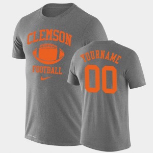 Custom Clemson Tigers Retro Football Men Lockup Legend Performance #00 T-Shirt - Heathered Gray 761615-311