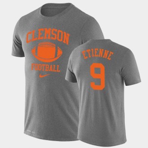 Travis Etienne Tiger Town Lockup Legend Performance Mens #9 Retro Football T-Shirt - Heathered Gray 937816-502