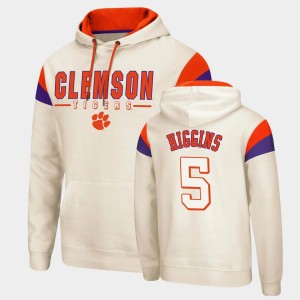 Tee Higgins Clemson Tigers Men Fortress Pullover #5 Hoodie - Cream 642669-265