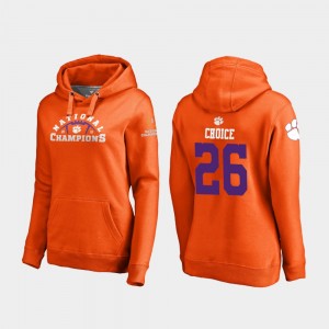 Adam Choice Clemson University 2018 National Champions College Football Playoff Pylon #26 Women's Hoodie - Orange 614839-480