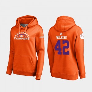 Christian Wilkins Clemson Womens College Football Playoff Pylon 2018 National Champions #42 Hoodie - Orange 244096-885