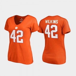 Christian Wilkins Tigers Women's College Legends V-Neck Name & Number #42 T-Shirt - Orange 611153-448