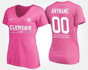 Custom Tiger Town Women Name and Number With Message #00 T-Shirt - Pink 726409-635