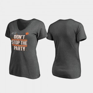 Clemson Tigers 2019 Fiesta Bowl Champions Receiver V-Neck Women T-Shirt - Heather Gray 562845-655