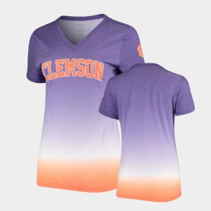 Clemson University V-Neck Womens Ombre T-Shirt - Purple 957143-431