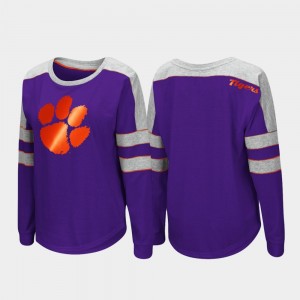 Clemson University Trey Dolman Long Sleeve Women T-Shirt - Purple 595687-403