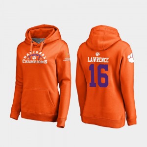 Trevor Lawrence Clemson Tigers Womens #16 College Football Playoff Pylon 2018 National Champions Hoodie - Orange 451532-503
