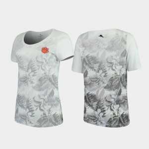 Clemson University Floral Victory Tommy Bahama Women T-Shirt - White 607459-644