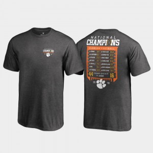 CLEM 2018 National Champions Youth Hardcount Schedule College Football Playoff T-Shirt - Heather Gray 857016-358